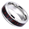 Viking Red Rune Ring Black Silver Stainless Steel Celtic Norse Band Bottom View