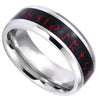 Viking Red Rune Ring Black Silver Stainless Steel Celtic Norse Band Right View
