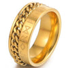Viking Rune Chain Spinner Ring Gold Stainless Steel Celtic Anti-Anxiety Band