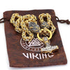 Viking Thors Hammer Necklace Gold Stainless Steel Byzantine Chain With Gift Pouch