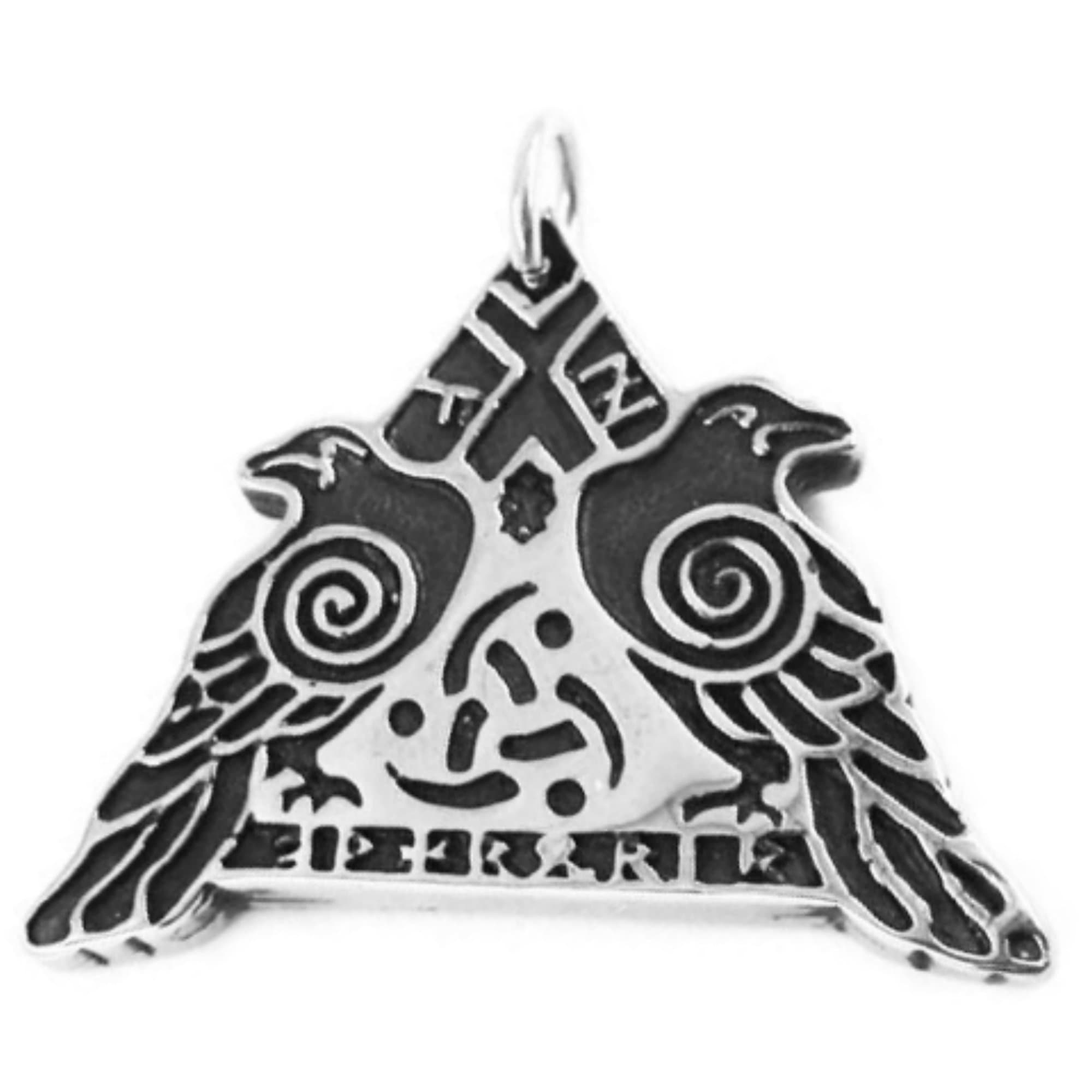 HAQUIL Viking Necklace With Odin's Gungnir Spear And Ravens Pendant - Antique Silver Zinc Alloy Jewelry