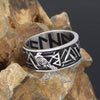 Viking Valknut Ring Stainless Steel Norse Odins Raven Rune Band On Rock