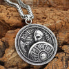 Viking Warrior Necklace Silver Stainless Steel Norse Odin Pendant On Wood