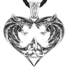 Viking Wolf Heart Necklace Stainless Steel Geri Freki Wolves Norse Pendant