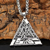 Viking Yggdrasil Valknut Necklace Steel Norse Tree of Life Pendant