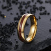 Walnut Wood Inlay Ring Gold Stainless Steel Anniversary Wedding Band Charcoal Left View