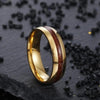 Walnut Wood Inlay Ring Gold Stainless Steel Anniversary Wedding Band Charcoal