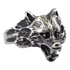 Stainless Steel Men's Wolf Ring Side Profile