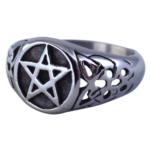 Wiccan Pentacle Stainless Steel Ring