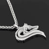 Wolf Necklace Silver Stainless Steel Tattoo Style Pendant and Chain Flat View
