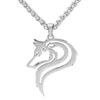 Wolf Necklace Silver Stainless Steel Tattoo Style Pendant and Chain Left View