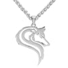 Wolf Necklace Silver Stainless Steel Tattoo Style Pendant and Chain