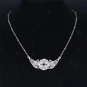Womens Celtic Circle Knot Necklace Silver Stainless Steel Norse Knotwork Hanging View
