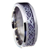 Women's Celtic Knot Tungsten Dragon Ring w/Purple Carbon Fiber