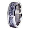 Women's Celtic Knot Tungsten Dragon Ring with Purple Carbon Fiber 6mm