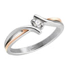 Silver and Rose Gold Twist Stainless Steel Ring w/CZ Stone