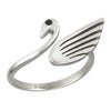 Swan Ring Silver Stainless Steel Open Adjustable Bird Dove Thumb Band
