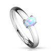 Stainless Steel Opal Solitaire Engagement Ring