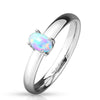 Women's Synthetic Opal Solitaire Engagement Stainless Steel Ring