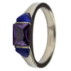 Women's Titanium Ring Purple Blue Faux Three Stone Band 2