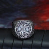 Yggdrasil Ring Silver Stainless Steel Celtic Tree of Life Signet Band Front